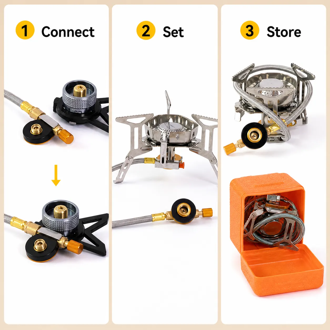 Camping Gas Stove setup and use views